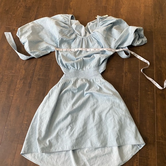 Love The Label Anthropologie Blue Denim Chambray nightgown cutout dress - Picture 12 of 14